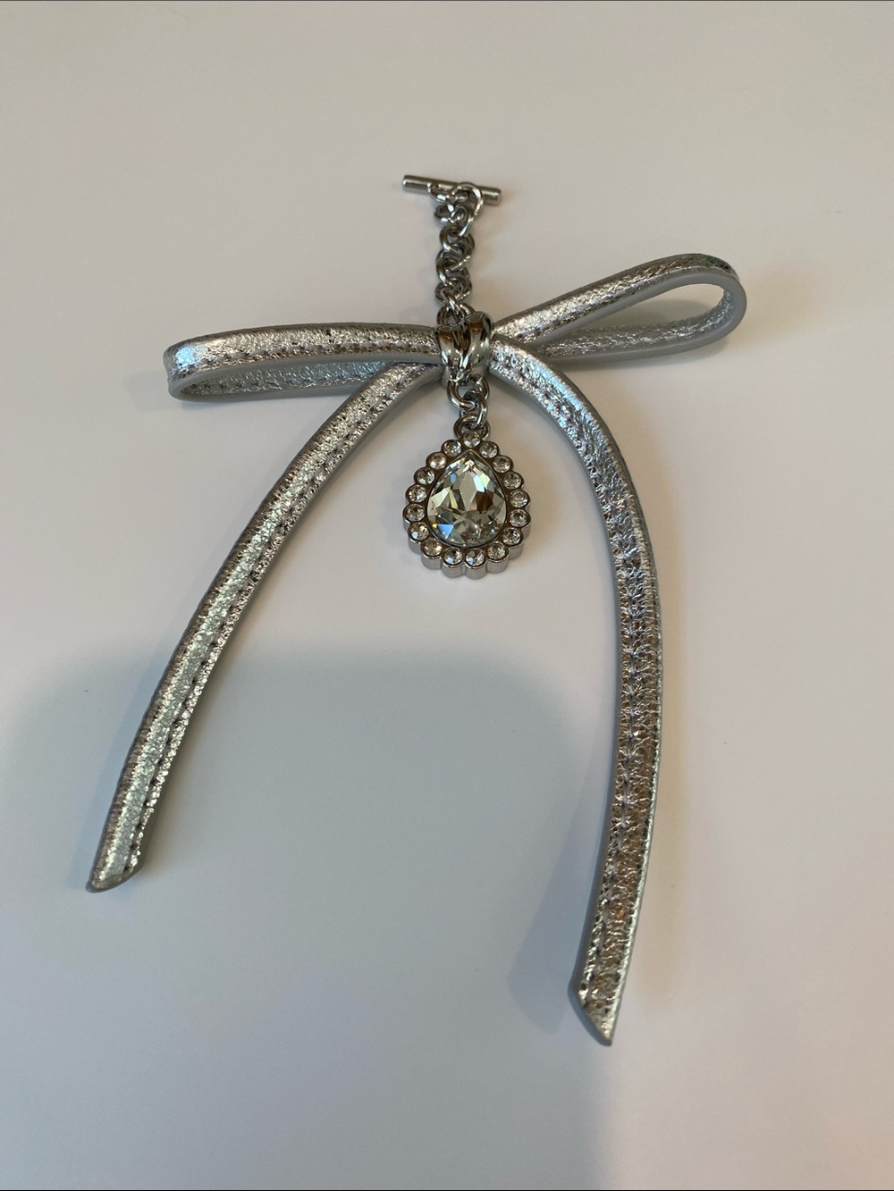 Kate Spade Crystal Silver Tone Bag Charm